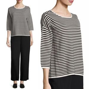 Eileen Fisher Striped Silk & Organic Cotton Top